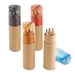 Caixa com 6 mini lápis de cor