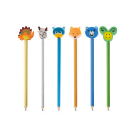 Lápis com boneco de borracha