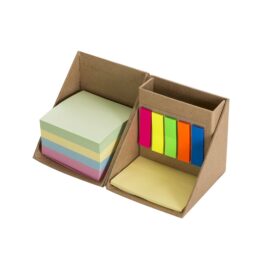 Bloco de anotações autosivo em cubo e porta caneta